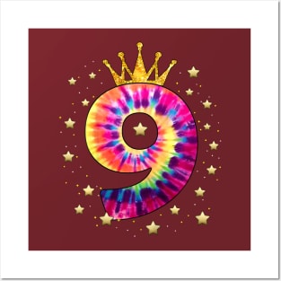 Colorful Tie Dye Year Old Girls 9th Birthday Posters and Art